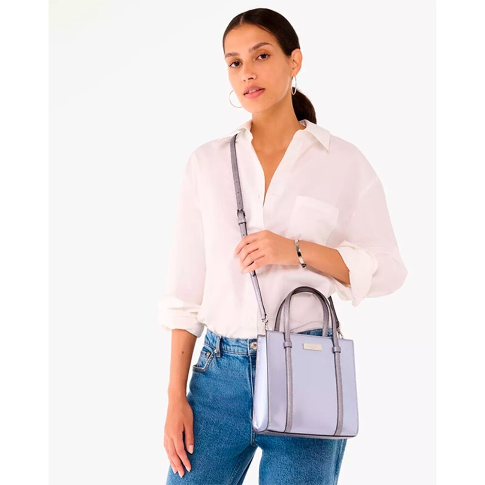S Kate Spade Kenzie Patent Small Tote Bag KI956 Blue Candied Flower Purse NWT - Picture 2 of 9